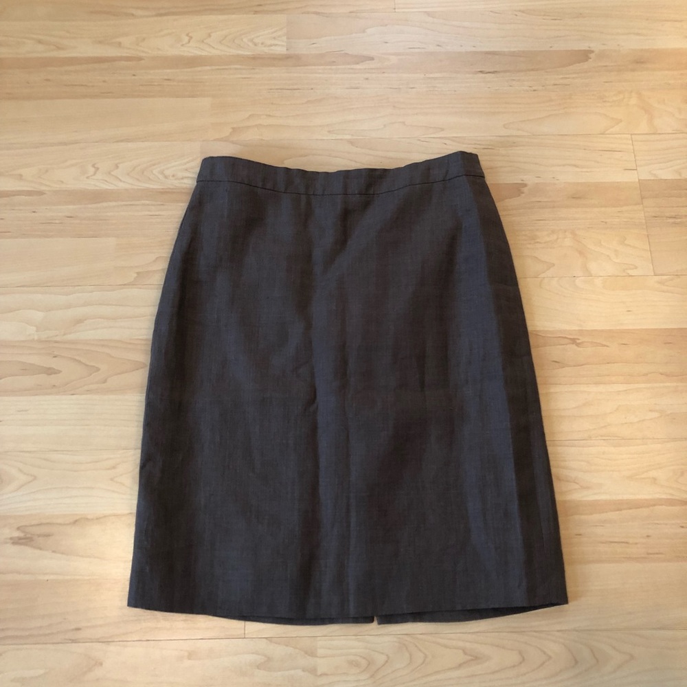 J. Crew 100% Linen Brown Tan Pencil Skirt Size 0
